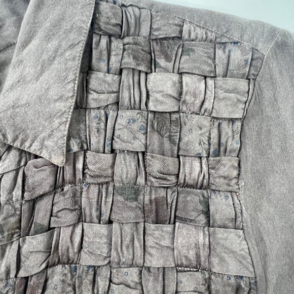 Vintage 90s Country Wear Casuals Cottagecore Fairy Taupe Floral Weave Shirt / XL - Picture 6 of 9